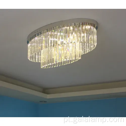 Lâmpada de cristal de teto oval para sala de estar